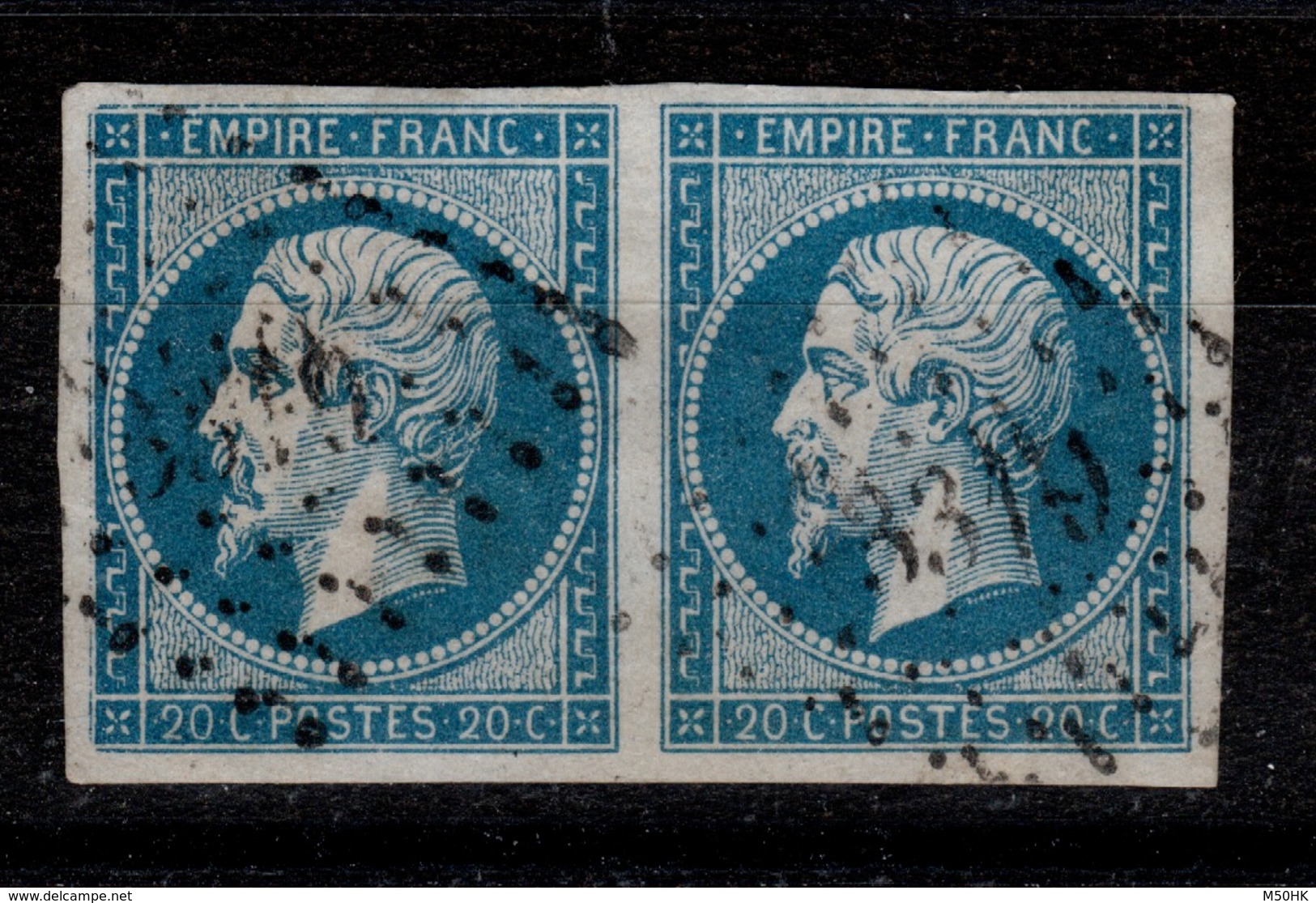 YV 14A Paire Oblitérée PC 3319 Tarascon Sur Rhône , 4 Belles Marges , Pas Aminci - 1853-1860 Napoleon III