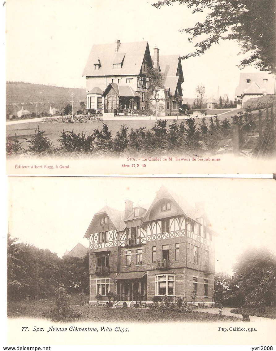 2 CP. De SPA - Villa Elisa - Chalet De M.Dawans De Serdobinnes - Califice 77 Et Ed. Albert Sugg Gand Neuves - Spa