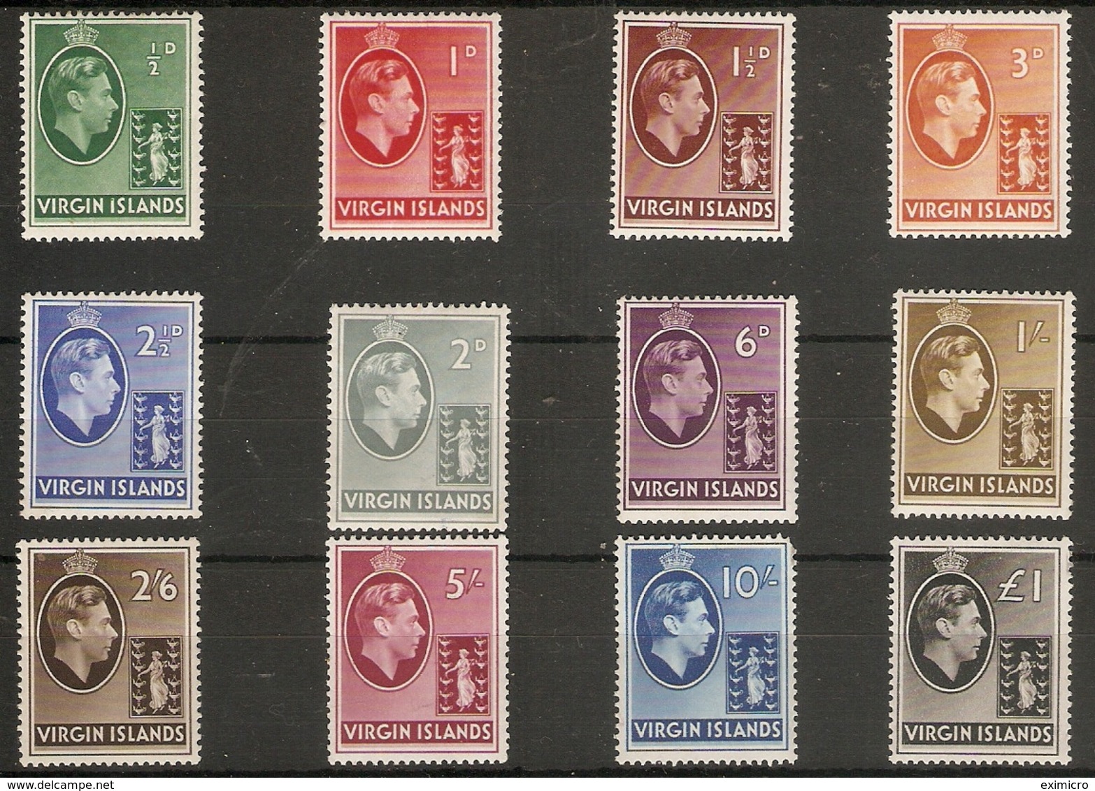 VIRGIN ISLANDS 1938 - 1947 SET SG 110a/121 MOUNTED MINT Cat £75 - Iles Vièrges Britanniques