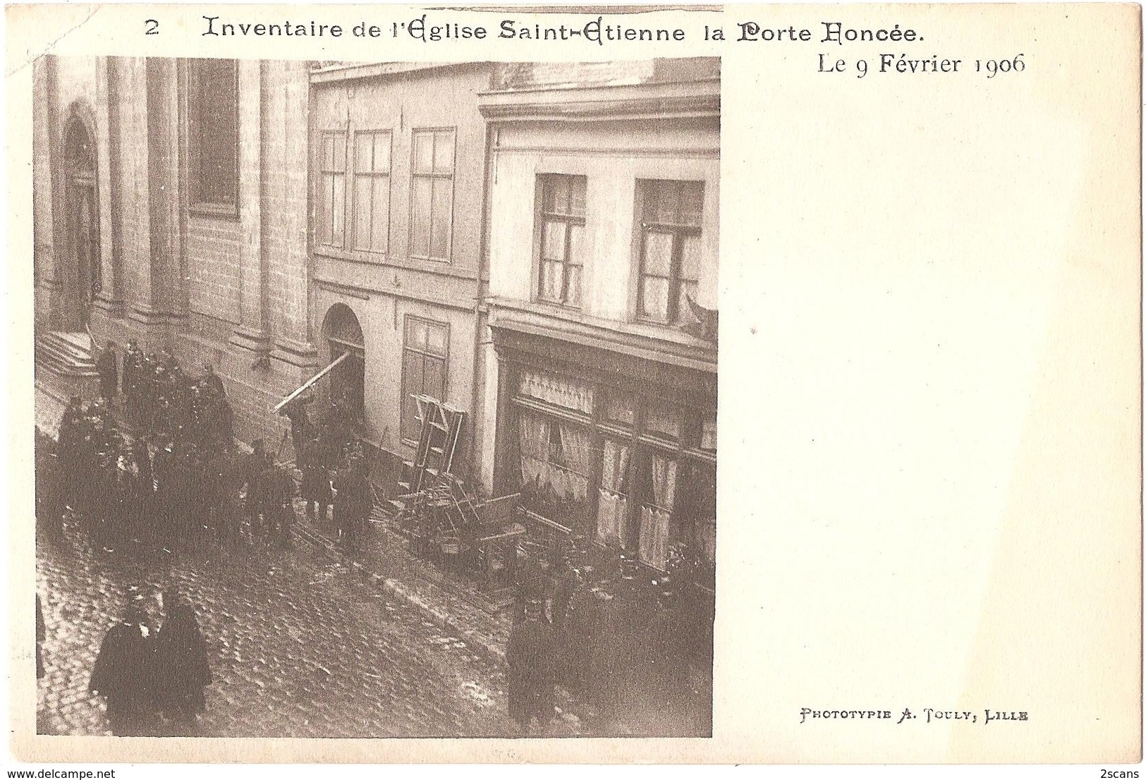 Dépt 59 - LILLE - Inventaire 9 Février 1906 - N° 2 - Église Saint-Étienne - La Porte Honcée - Phototypie A. Touly - Lille