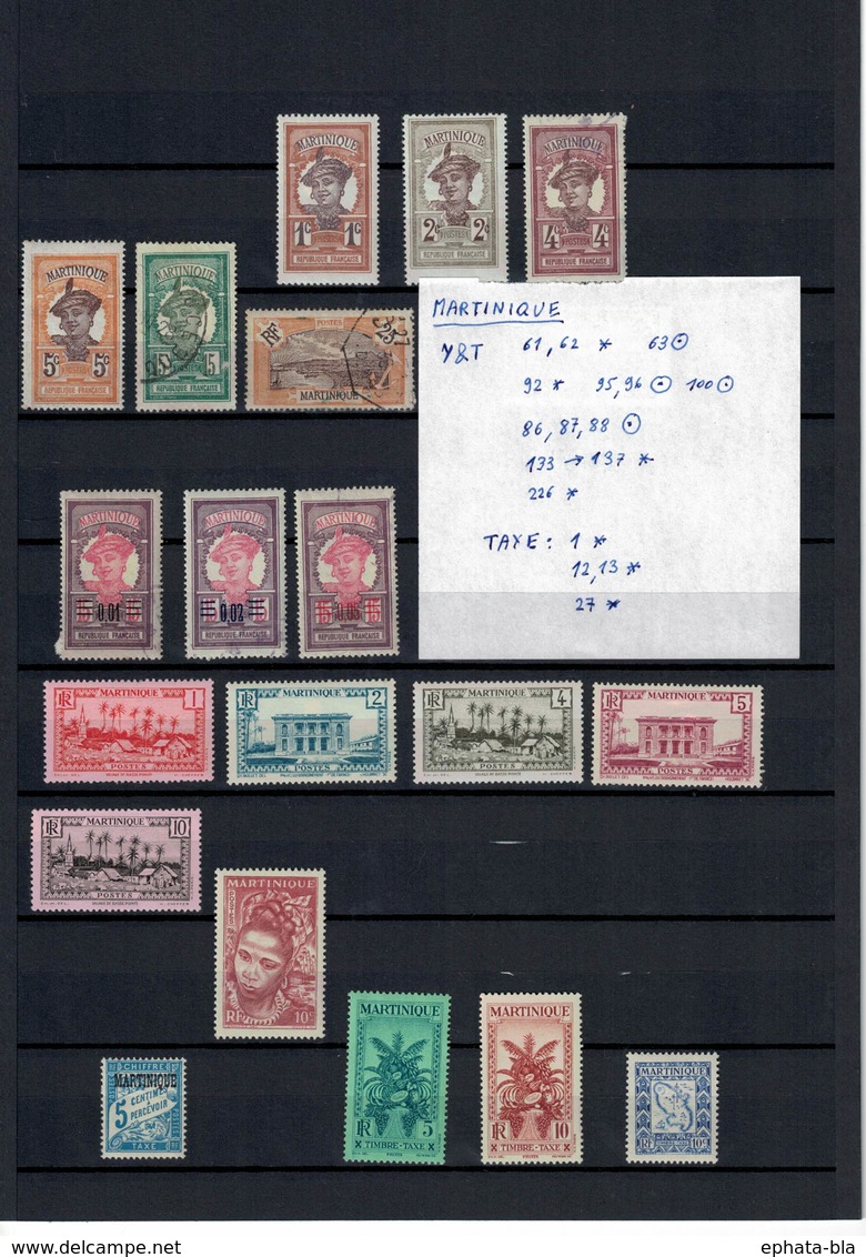 Martinique: Lot De Timbres + Taxe - Andere & Zonder Classificatie