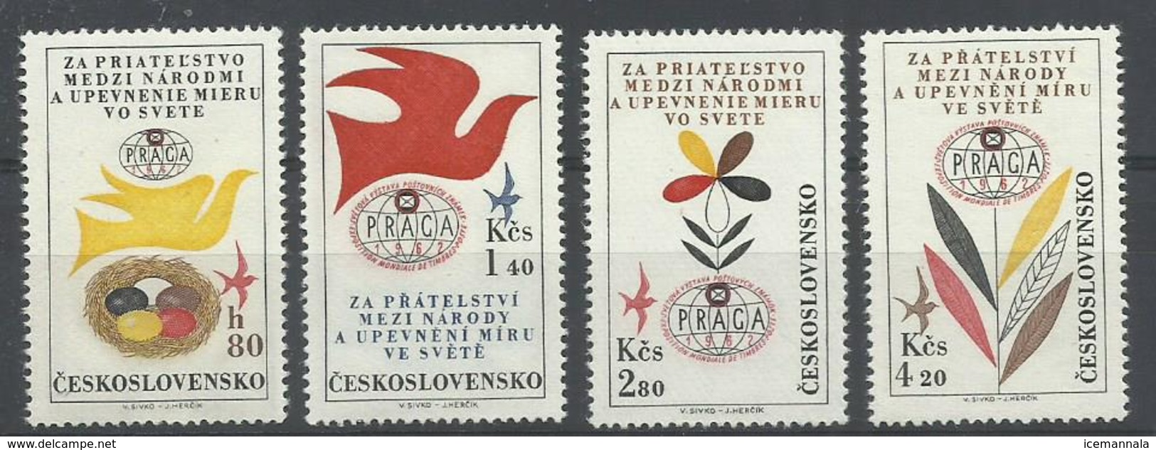 CHECOSLOVAQUIA YVERT  AEREO  53/56   MNH  ** - Airmail