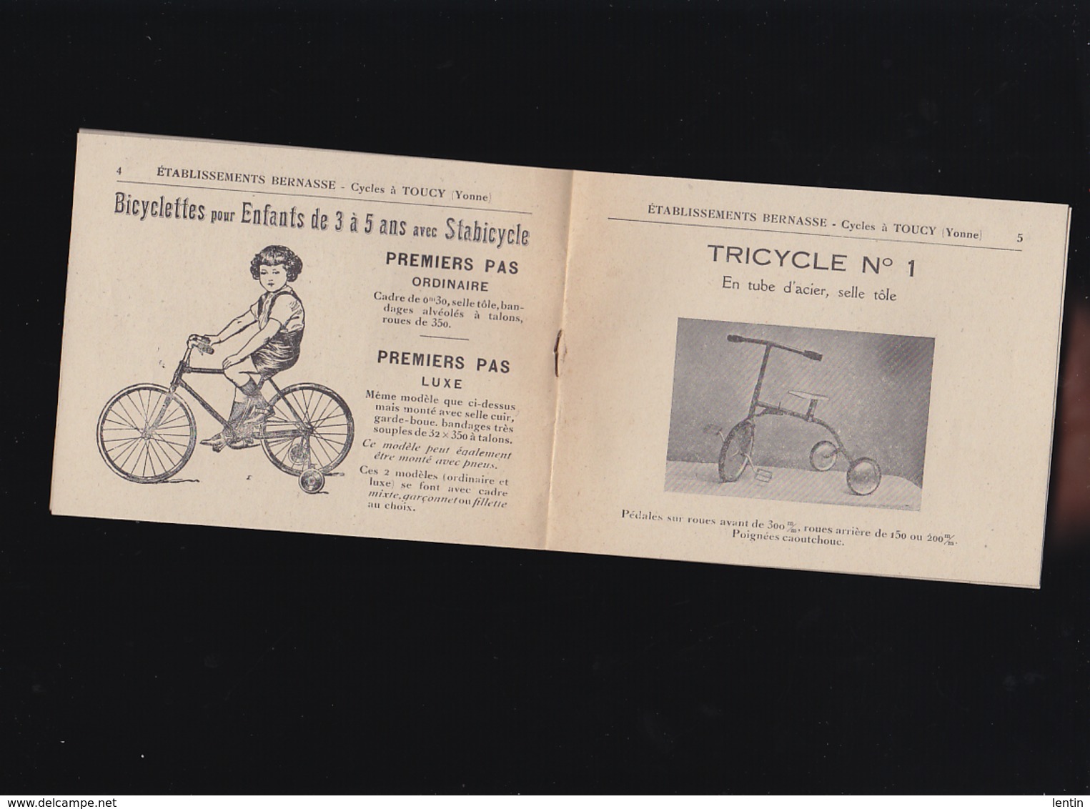 Jouet - Tricycle - Bicyclette Enfants - Bernasse Toucy Yonne - Catalogue, Facture - Autres & Non Classés