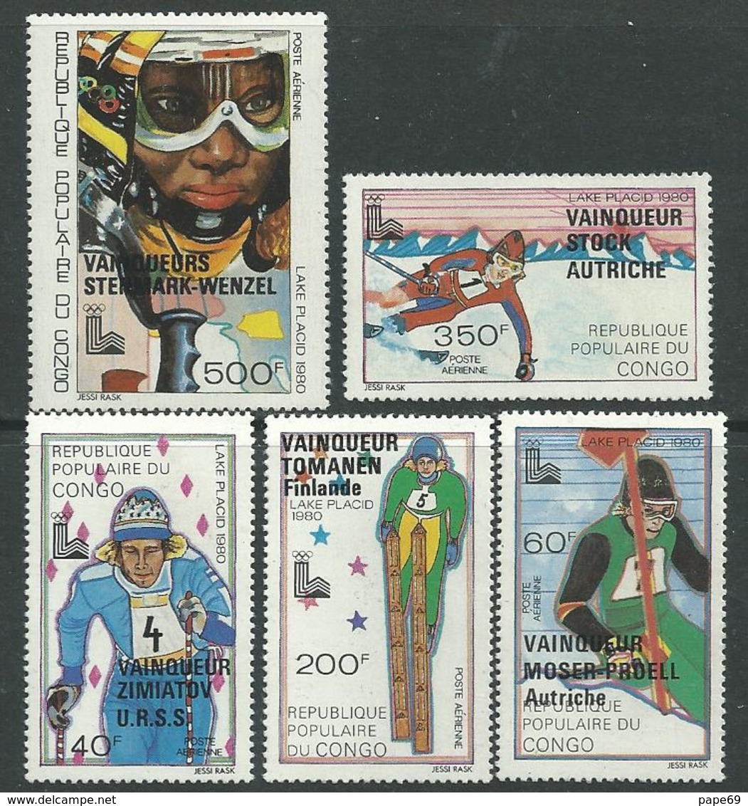 Congo PA N° 264 / 68 X Vainqueurs Aux Jeux Olympiques D'hiver à Lake Placid, Les 5 Valeurs Trace De Charnière Sinon TB - Neufs