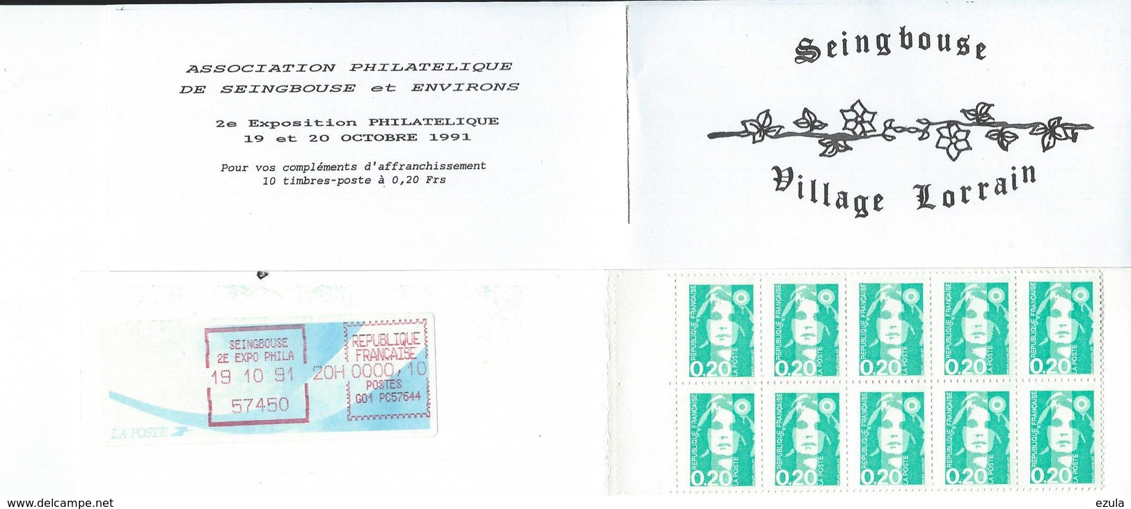 Carnet Privé De SEINGBOUSE Expo Du 19/20 10 1991 - Other & Unclassified