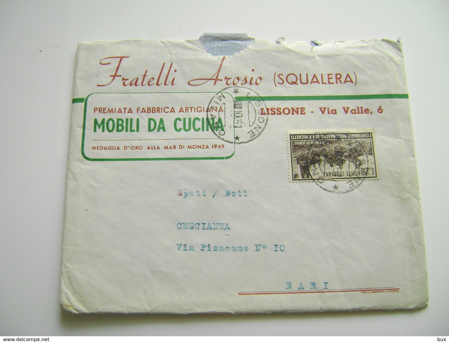 1951 AROSIO FABBRICA MOBILI SQUALERA LISSONE   MONZA BUSTA +  LETTERA  INTESTATA PUBBLICITARIA - Documenti Storici