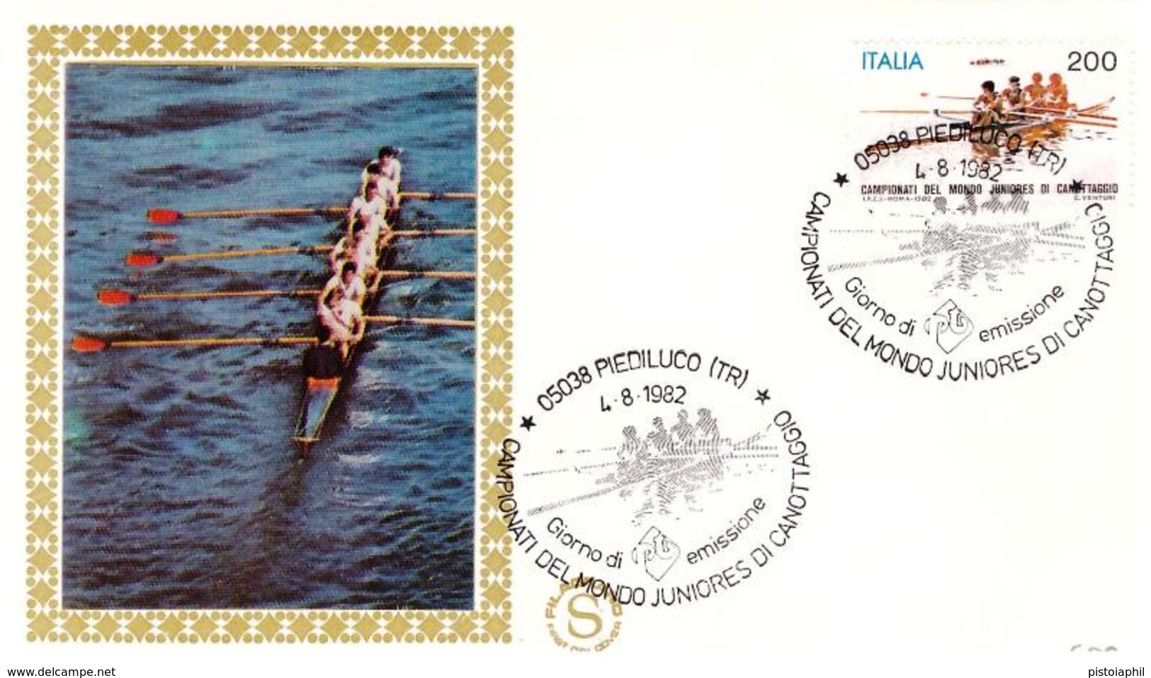 Fdc Filagrano Gold: MONDIALI CANOTTAGGIO 1982; No Viaggiata; AS_Piediluco - FDC