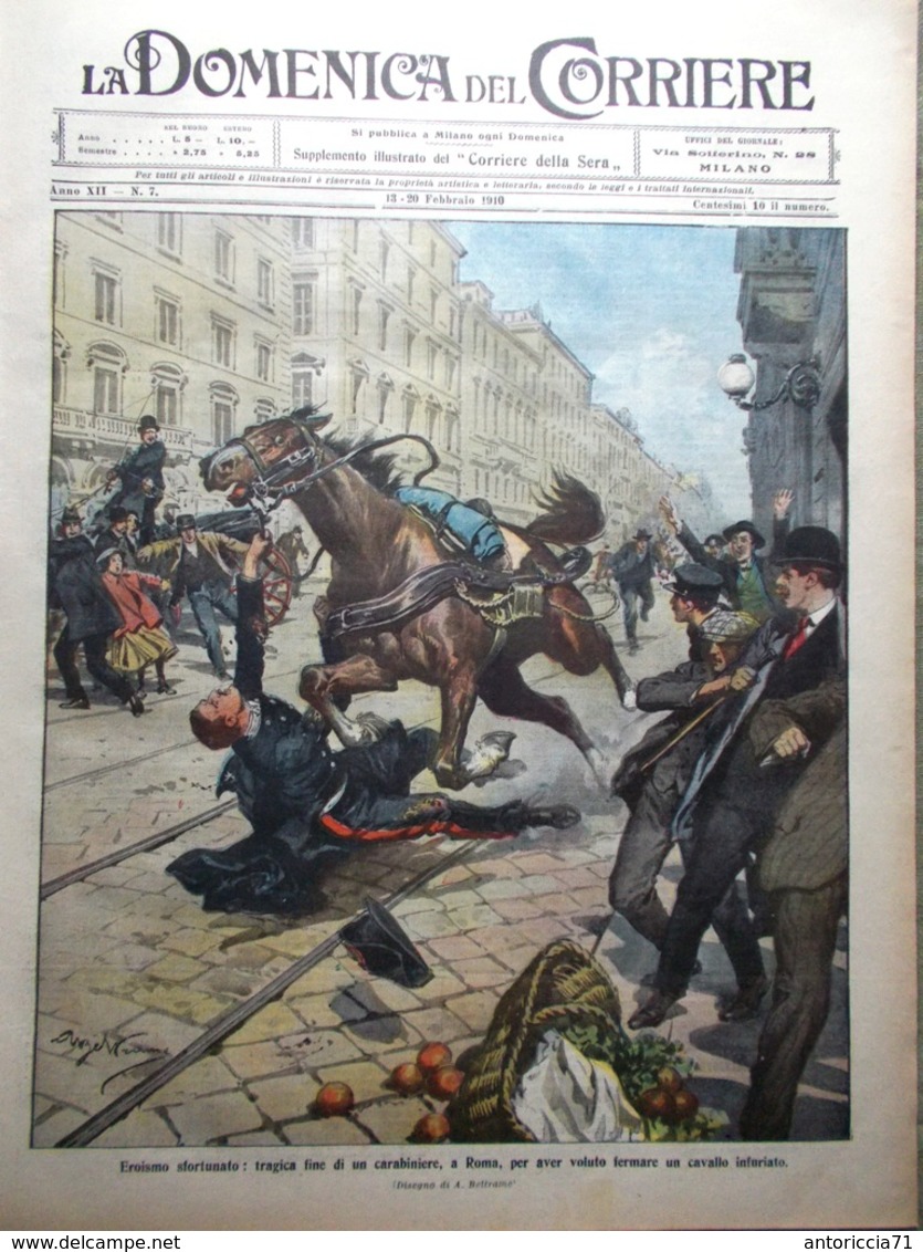 La Domenica Del Corriere 13 Febbraio 1910 Senna Chantecler Rostand Edison Belli - Altri & Non Classificati