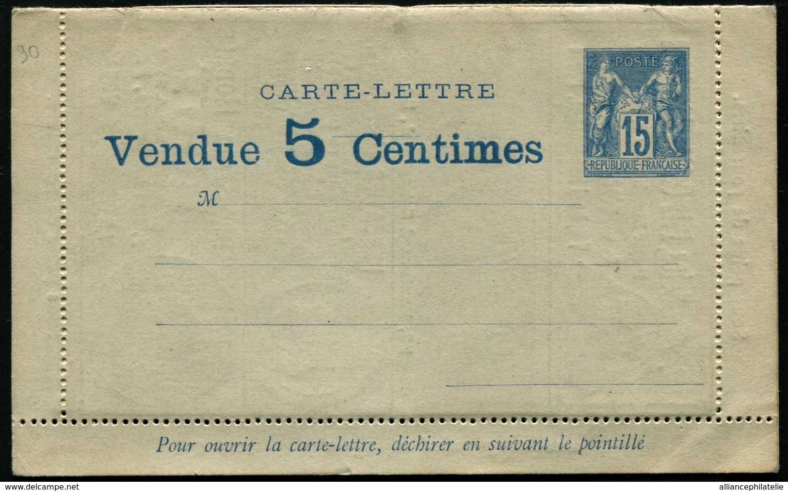 FRANCE - ENTIER POSTAL PUBLICITAIRE - 15c Sage "Vendue 5 Centimes" Avec Pub Internes Et Feuillets Pub - Neuf - Superbe - Cartes-lettres