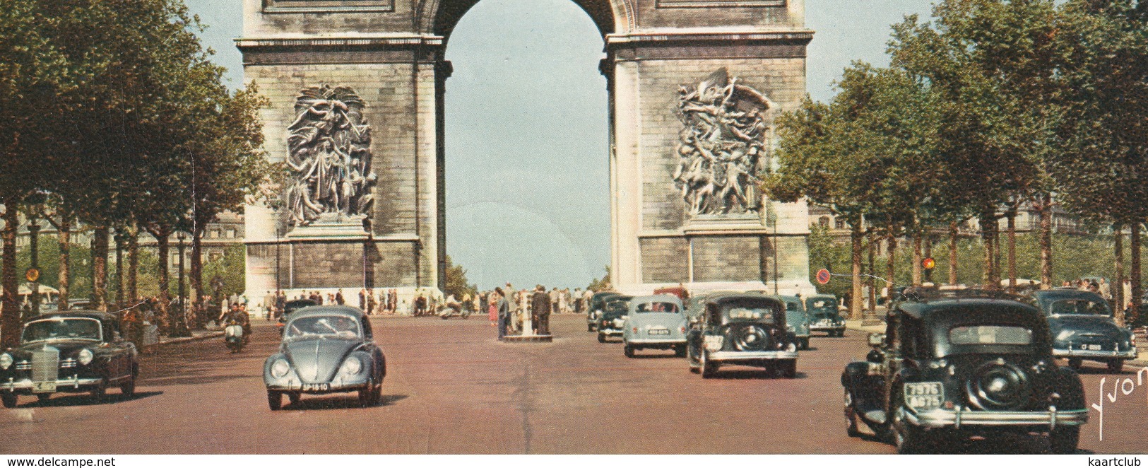 Paris: CITROËN TRACTION AVANT, VW 1200 KÄFER/COX, MERCEDES 180 - L'Arc De Triomphe De L'Étoile - (1960) - Toerisme