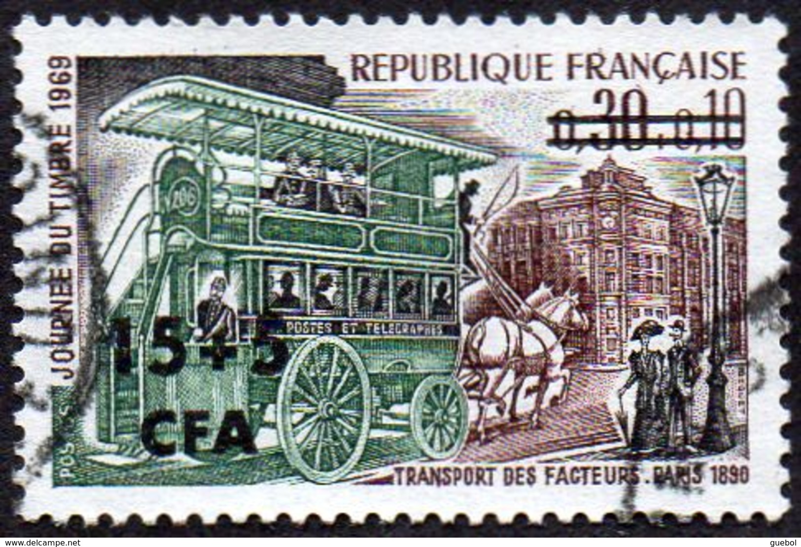 Réunion Obl. N° 383 Journée Du Timbre 69 - Omnibus De Transport Des Facteurs En 1890 - Gebraucht