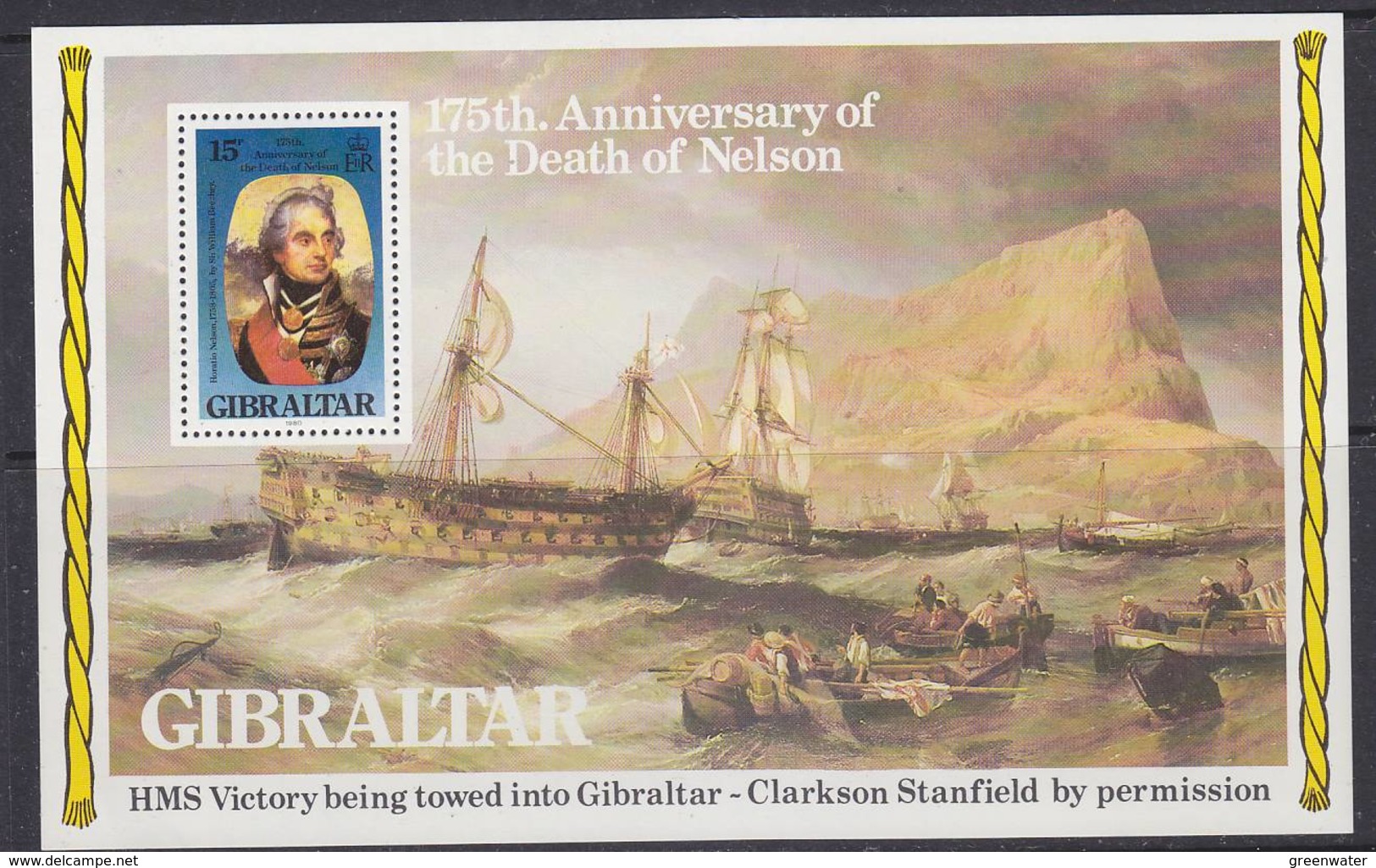 Gibraltar 1980 175th Anniversary Death Of Lord Nelson M/s ** Mnh (41688A) Promotion - Gibraltar