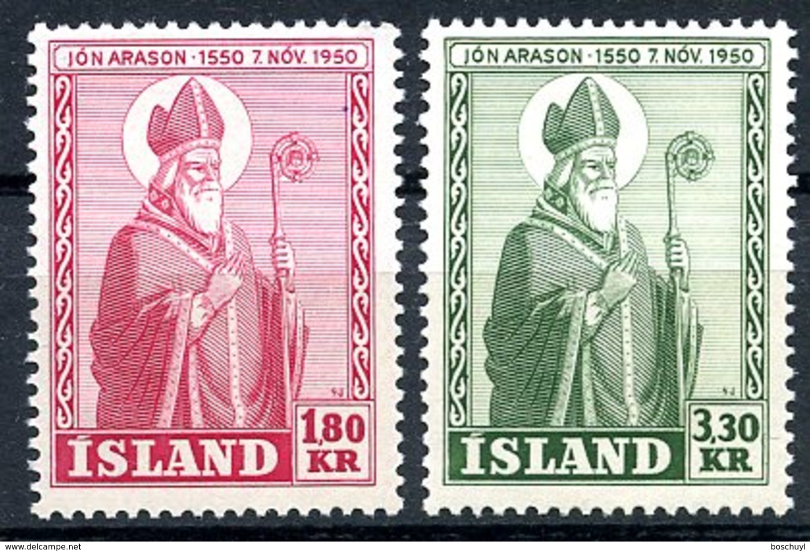 Iceland, 1950, Bishop Arason, MNH, Michel 271-272 - Autres & Non Classés