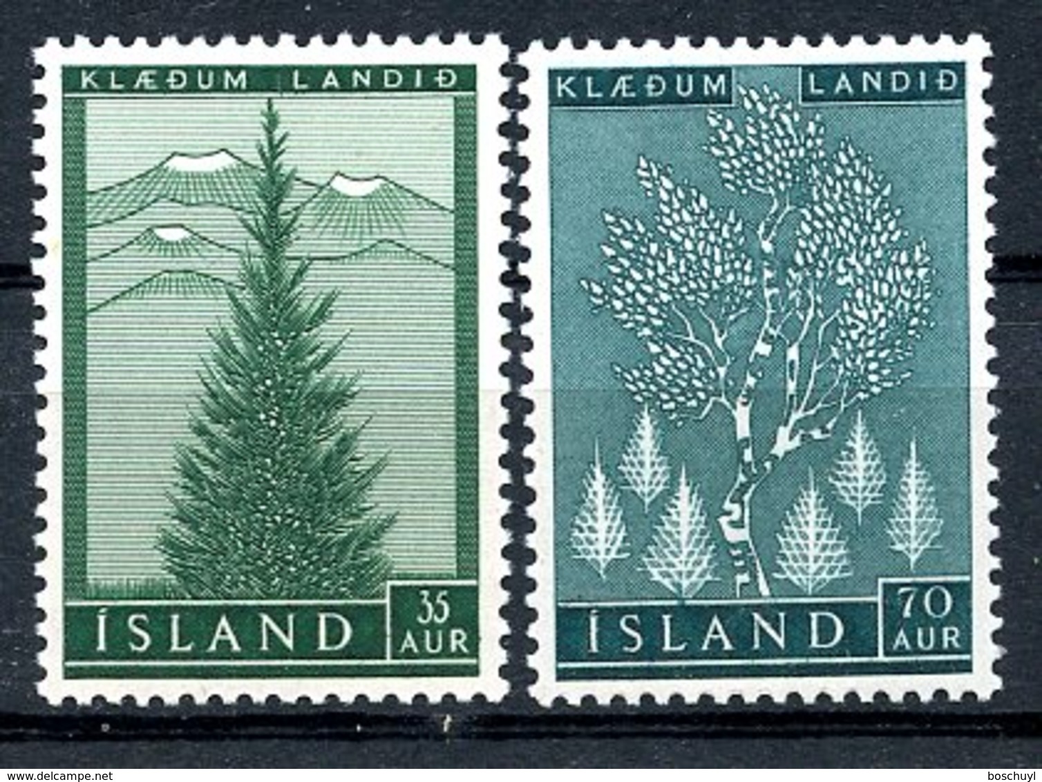 Iceland, 1957, Forestry, Trees, MNH, Michel 320-321 - Autres & Non Classés