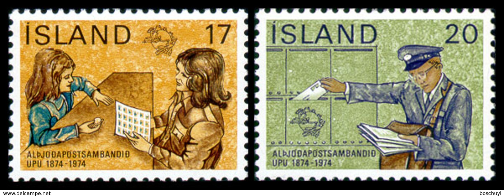 Iceland, 1974, UPU Centenary, Universal Postal Union, United Nations, MNH, Michel 498-499 - Autres & Non Classés