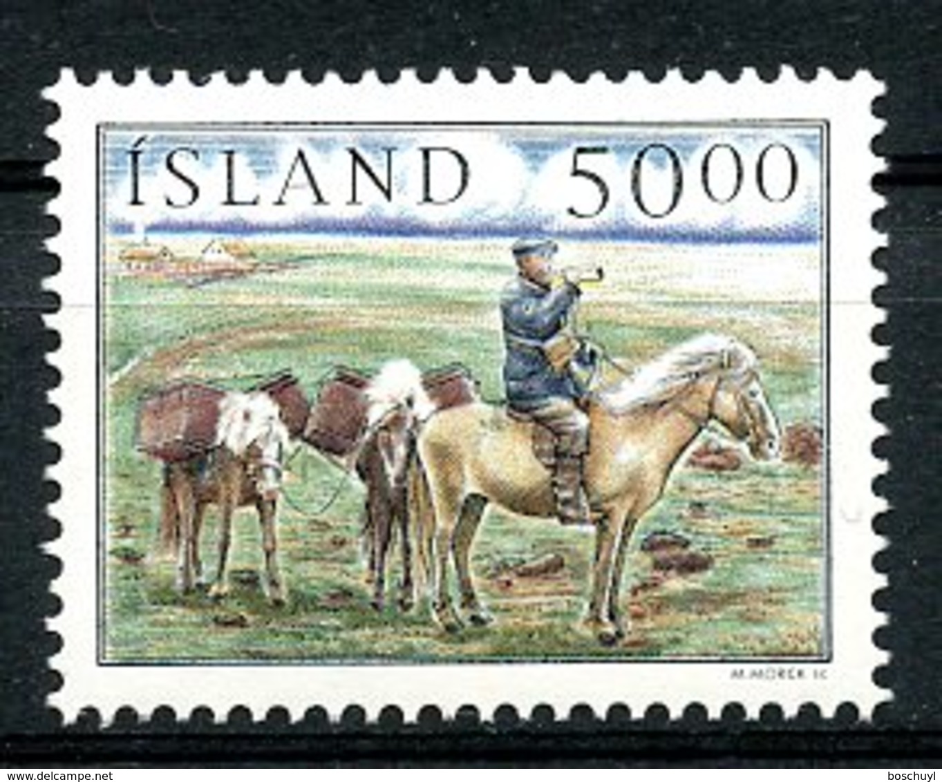 Iceland, 1997, Postal Service, Postman On Horse, MNH, Michel 879 - Autres & Non Classés