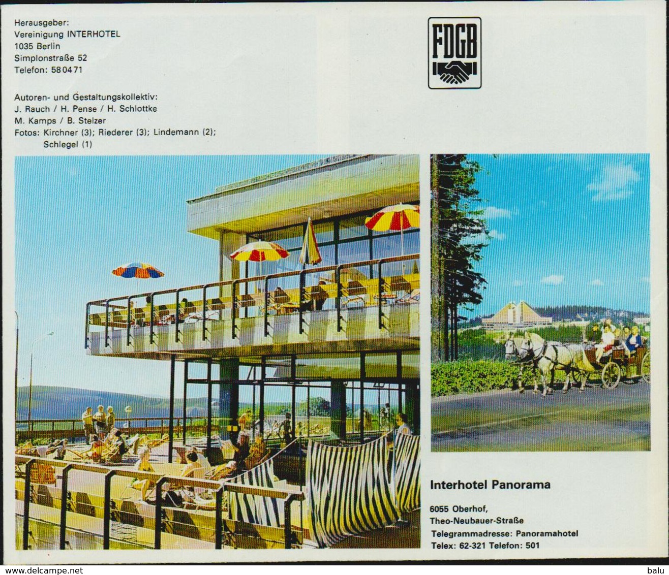 DDR Ferien Freizeit Frohe Tage Interhotel Panorama Oberhof. Faltblatt 6 Seiten, FDGB, 2 Scans, Sehr Gut Erhalten, 19x16 - Werbung