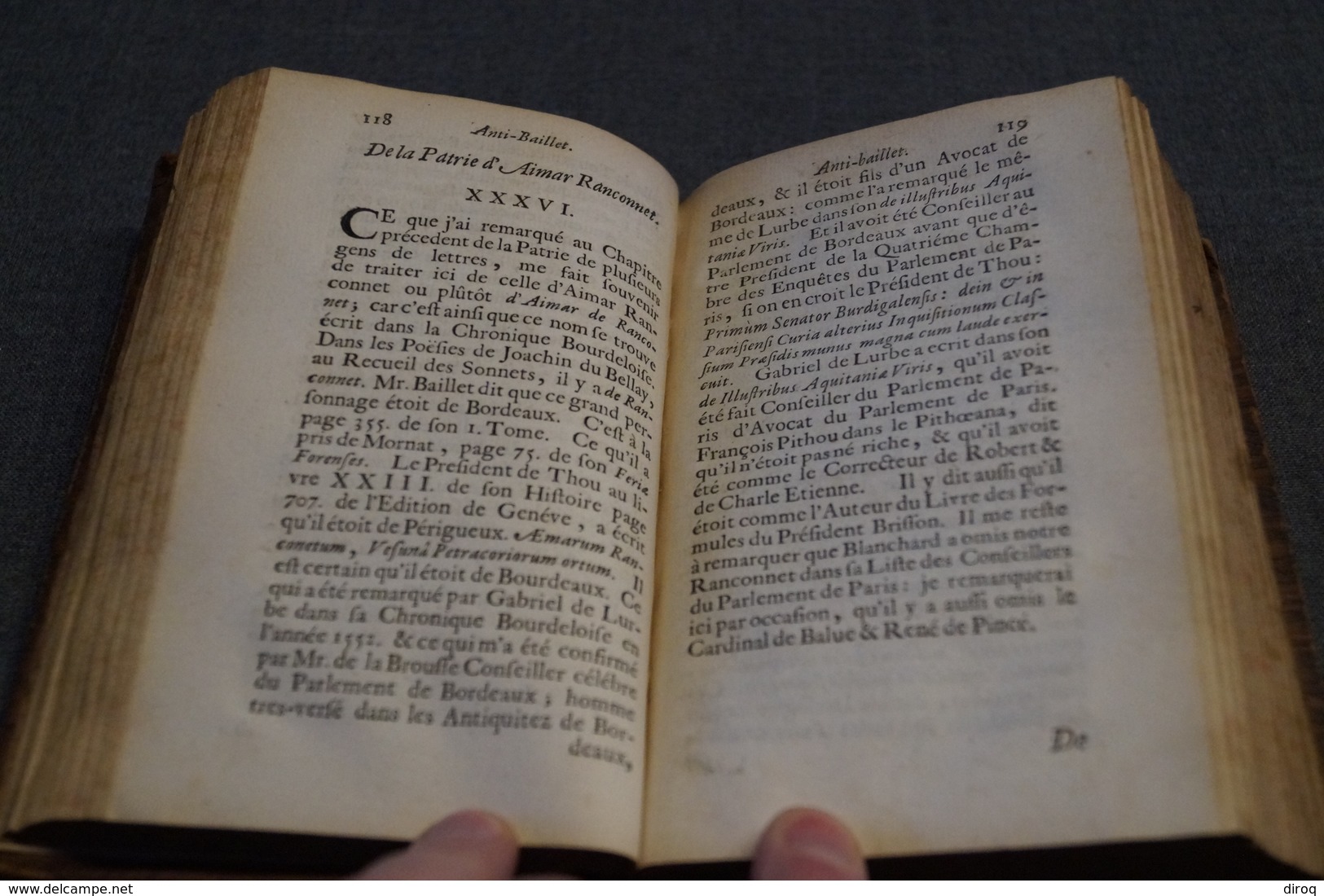 Anti-Baillet ou critique,jugement des Savants par Mr.Gilles Menage,1690,La Haye,390 pages + 16,16 Cm/10,5 Cm.