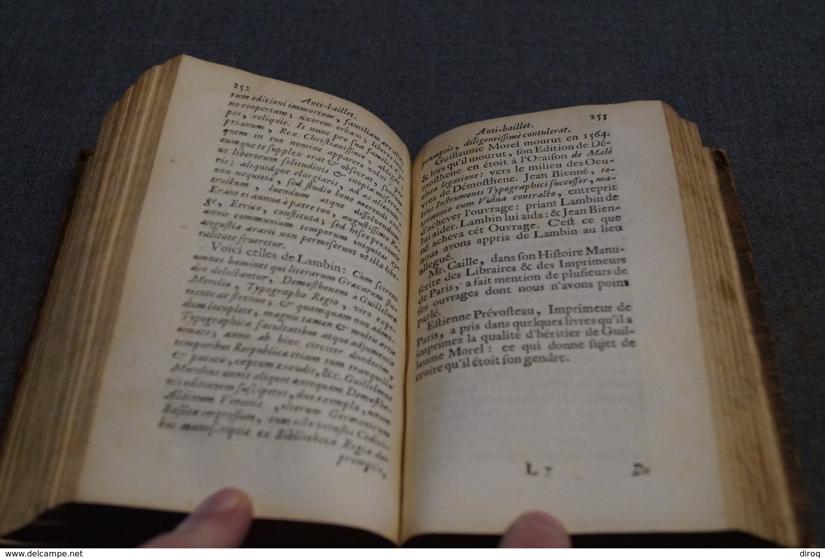 Anti-Baillet ou critique,jugement des Savants par Mr.Gilles Menage,1690,La Haye,390 pages + 16,16 Cm/10,5 Cm.