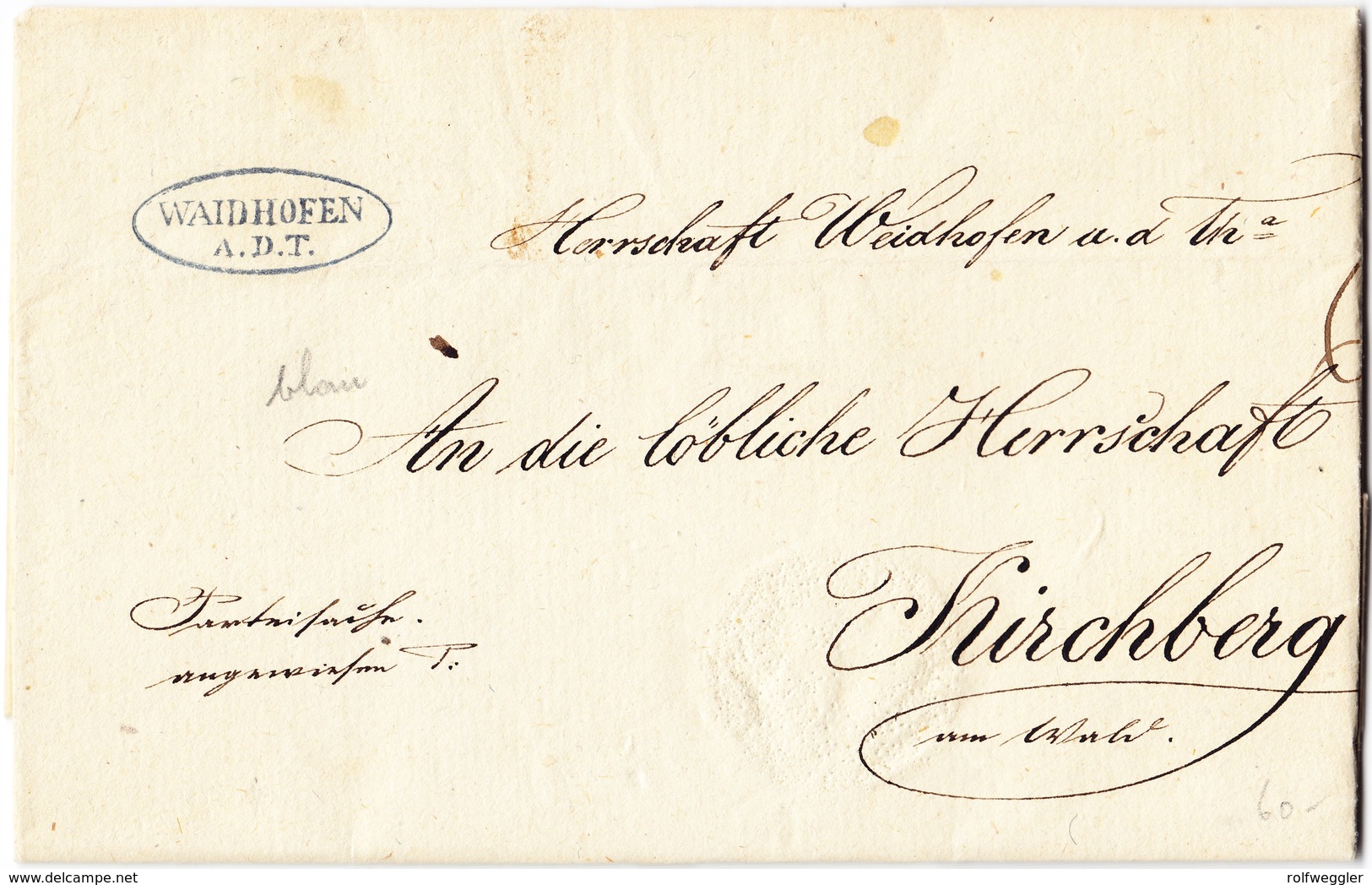 1835 Faltbrief Aus Waidhofen  Oesterreich Nach Kirchberg; Stempelpapier 15 Kreuzer - ...-1850 Vorphilatelie