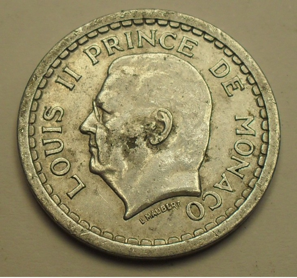 1943 ND - Monaco - 1 FRANC, LOUIS II, KM 120, Gad 131 - 1922-1949 Louis II