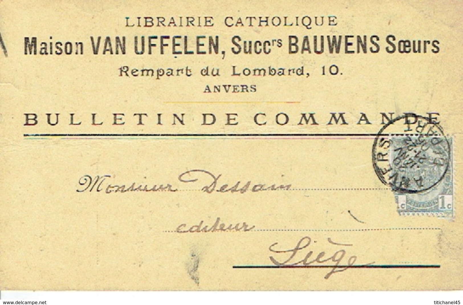 CP/PK Publicitaire ANTWERPEN 1906 Librairie Catholique VAN UFFELEN Succrs BAUWENS Soeurs Boekhandel Te ANTWERPEN - Antwerpen