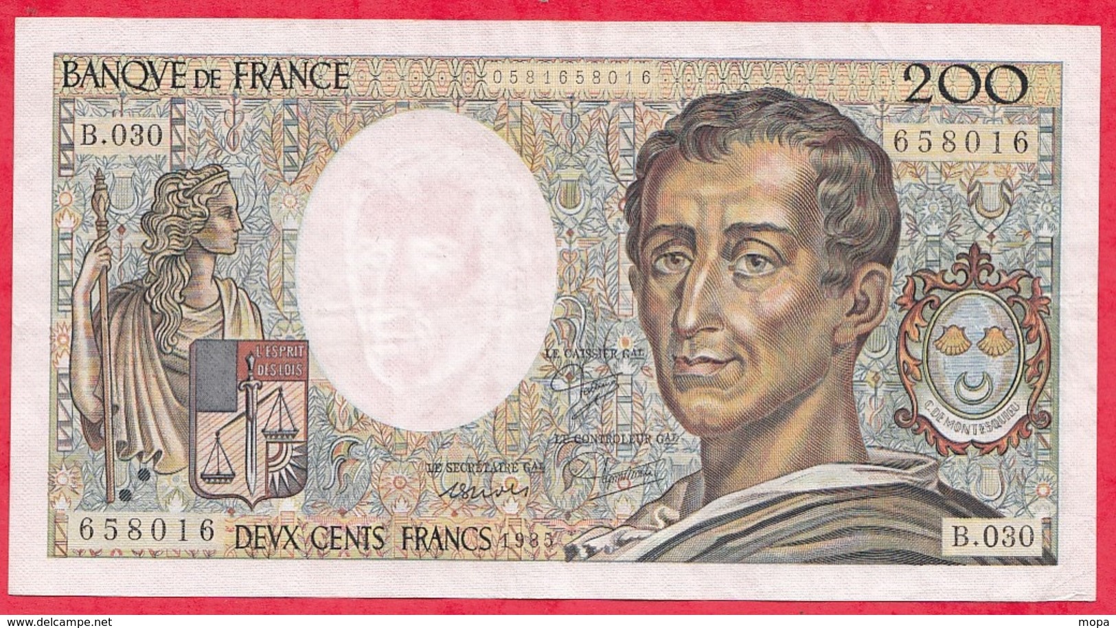 200 Francs "Montesquieu" 1985 ----VF/SUP---Série B.030 - 200 F 1981-1994 ''Montesquieu''