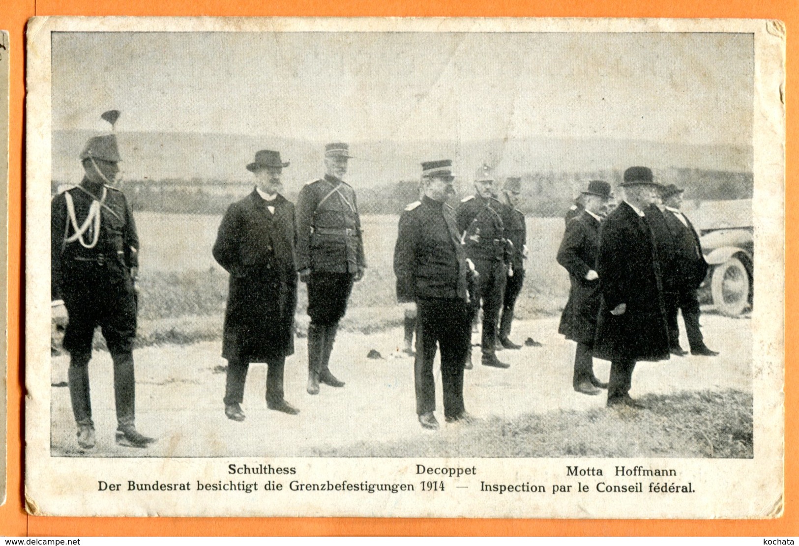 VAL103,Bundesrat,Conseil Fédéral 1914,Schulthess,Decoppet,Motta,Hoffmann,30 K. Essig, Circ Feldpost Krankendepot Bümpliz - Coppet