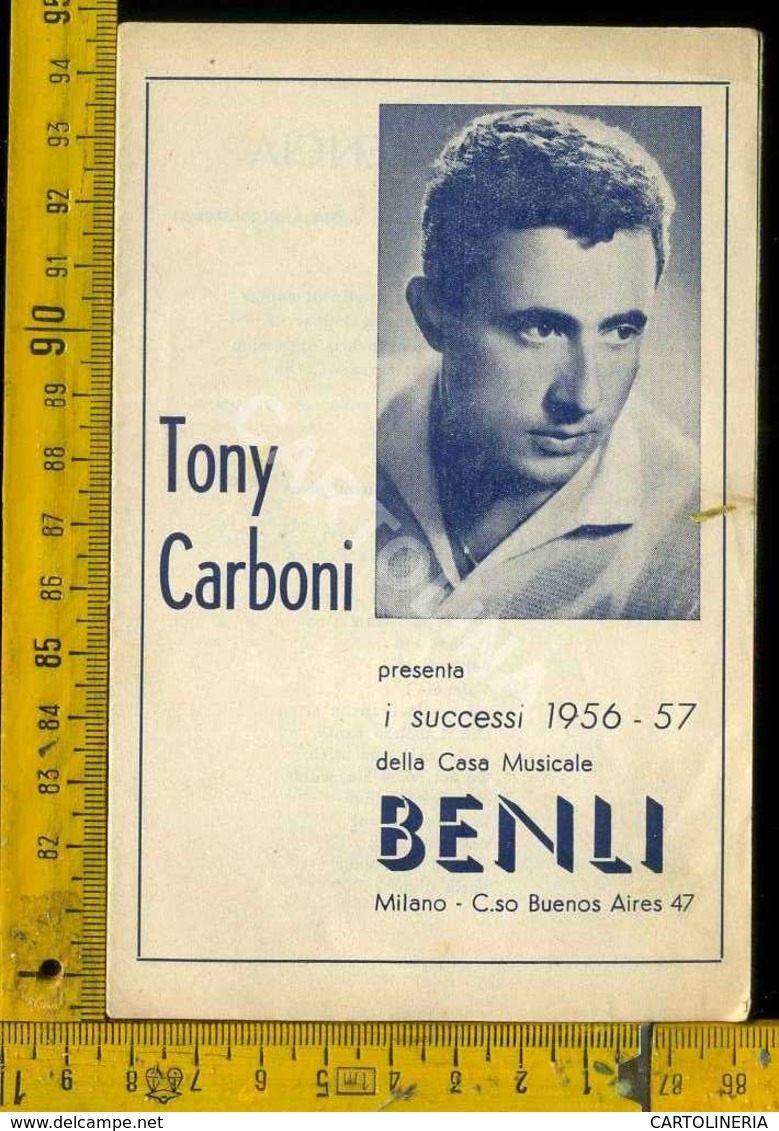 Personaggio Attore Attrice Cantante Musica Teatro Cinema Opuscolo Tony Carboni - Artisti