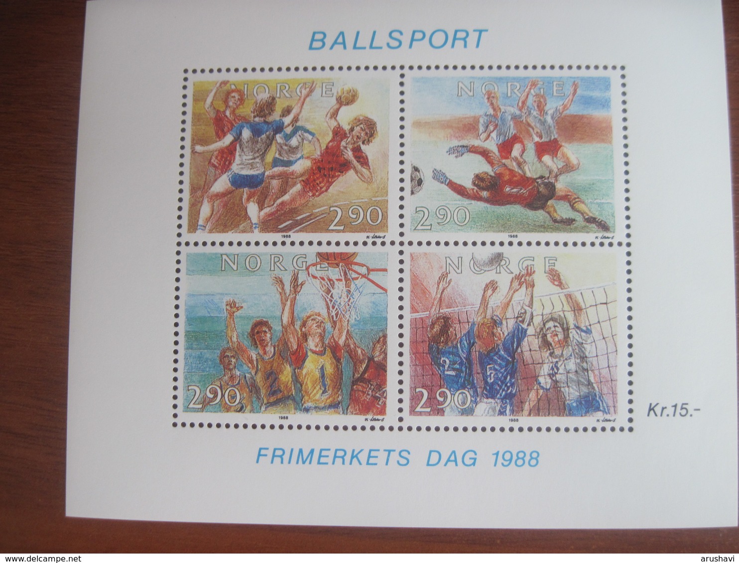 Norway 1988 Ball Games Basketball Footbal Handball Volleyball S/S MNH - Jumping