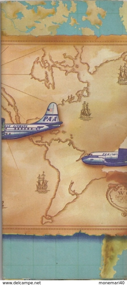 ROUTE MAPS - CARTE DE NAVIGATION AÉRIENNE A TRAVERS LE  MONDE - PPA - PAN AMERICA WORLD AIRWAYS. - Autres & Non Classés