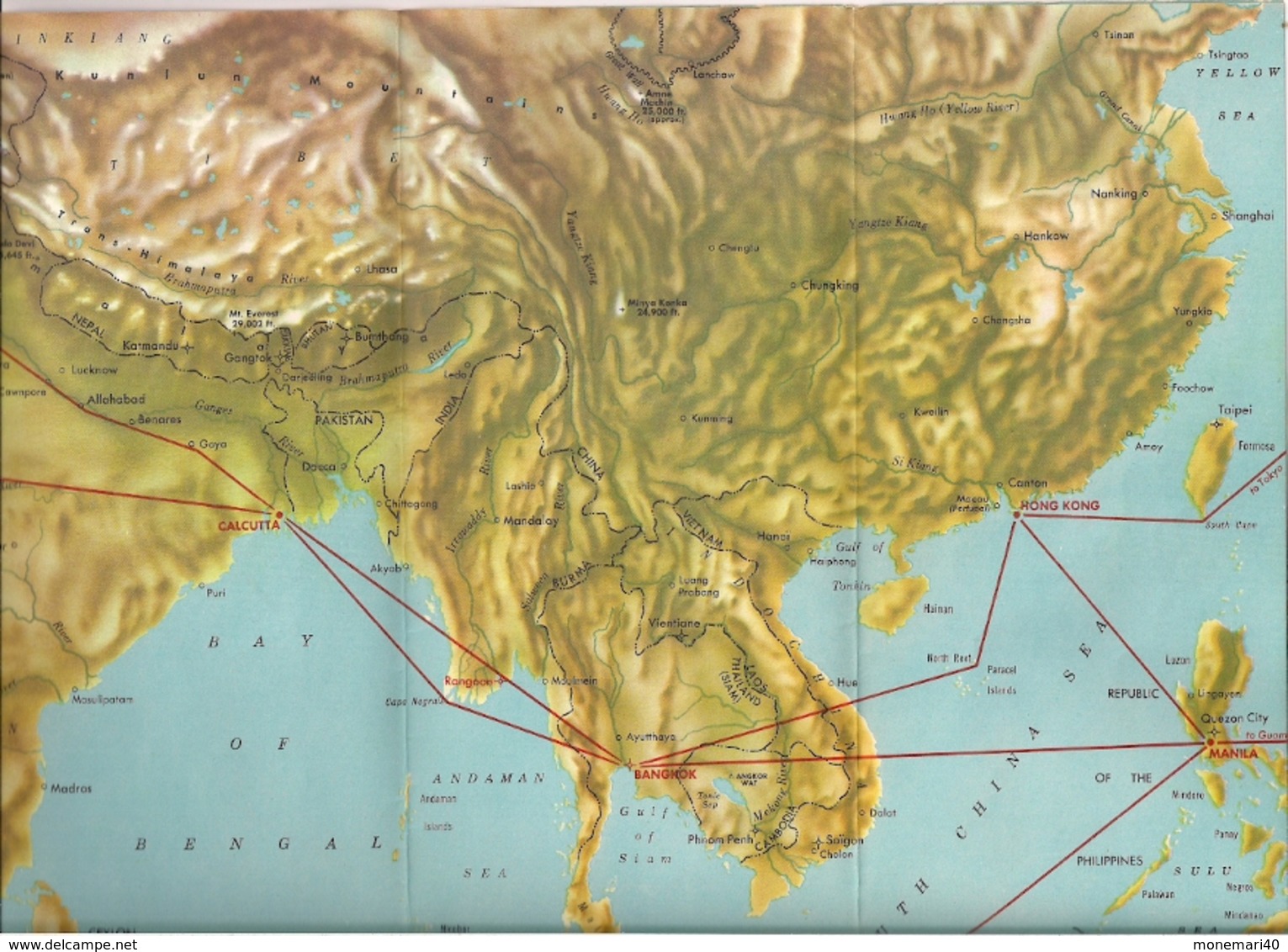 ROUTE MAPS - CARTE DE NAVIGATION AÉRIENNE A TRAVERS LE  MONDE - PPA - PAN AMERICA WORLD AIRWAYS.