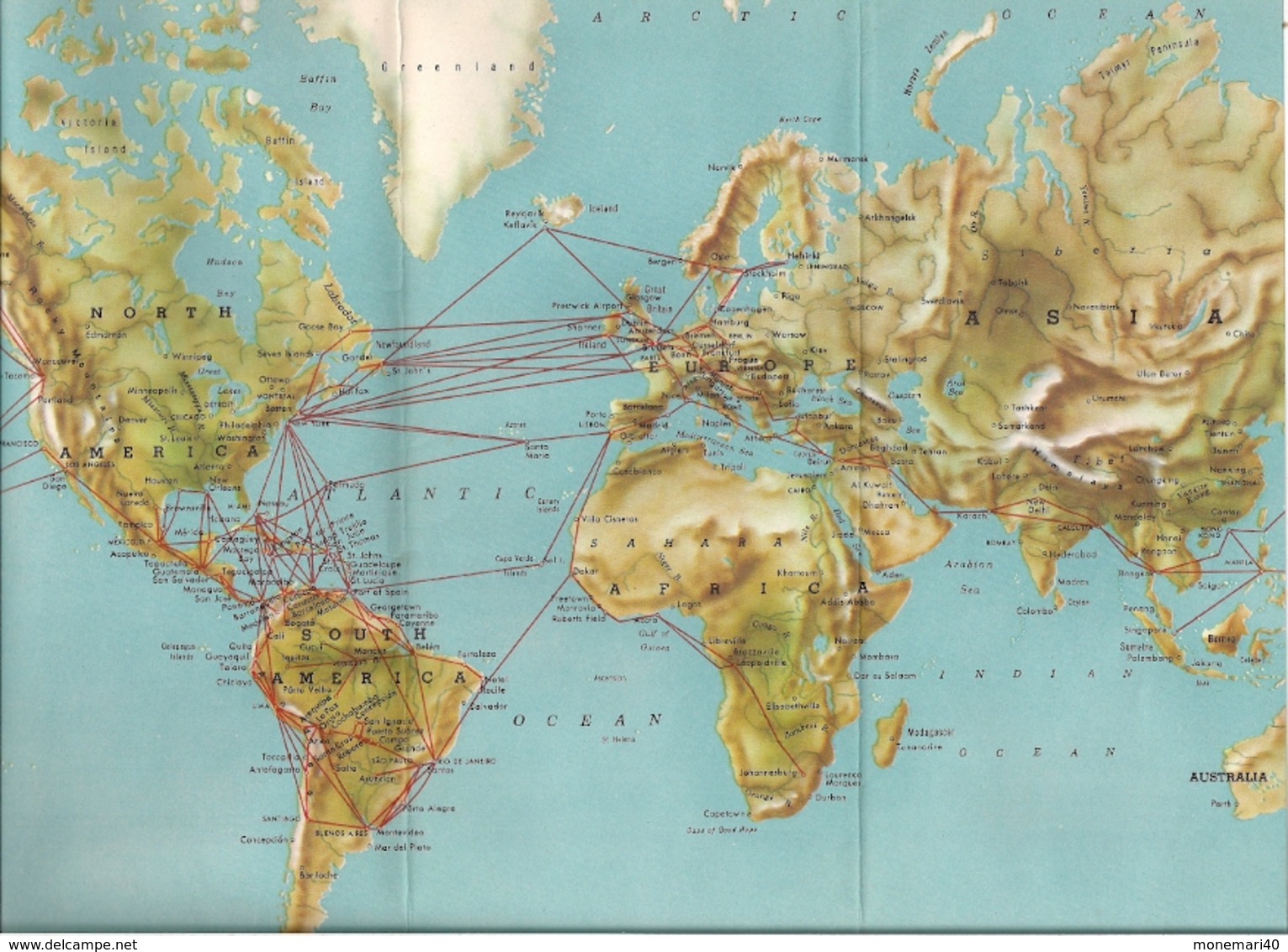 ROUTE MAPS - CARTE DE NAVIGATION AÉRIENNE A TRAVERS LE  MONDE - PPA - PAN AMERICA WORLD AIRWAYS.