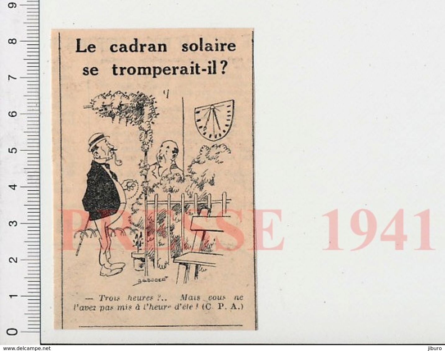 Presse 1941 Humour Cadran Solaire Ancien Heure D'été Heure D'hiver Montre à Gousset Horlogerie 223XS - Non Classés