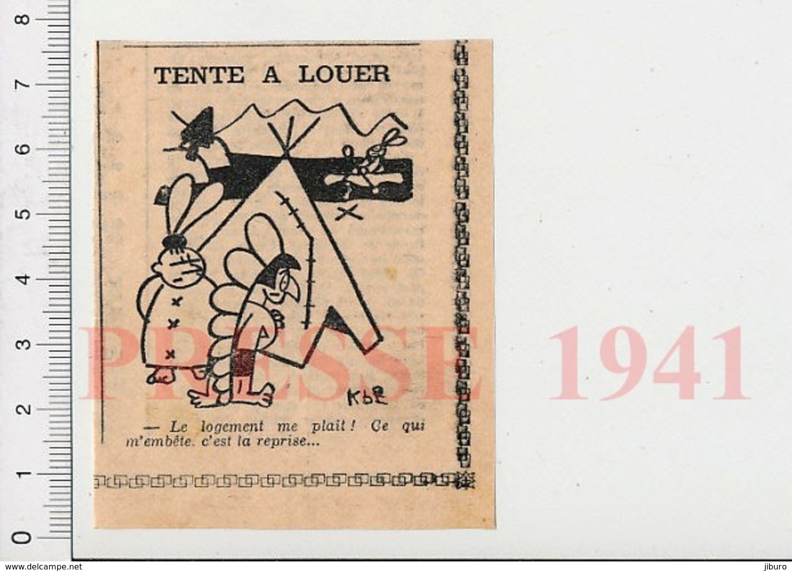 Presse 1941 Humour Indien D'Amérique Peaux-rouges Tipi Tente à Louer Canoë 223XS - Zonder Classificatie