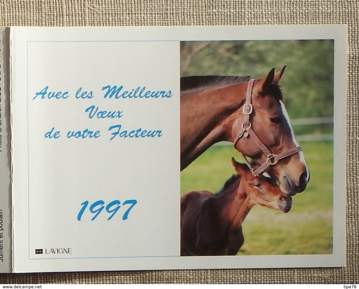 Petit Calendrier Poche 1997 Lavigne PTT Facteur  La Poste Jument Poulain - Petit Format : 1991-00