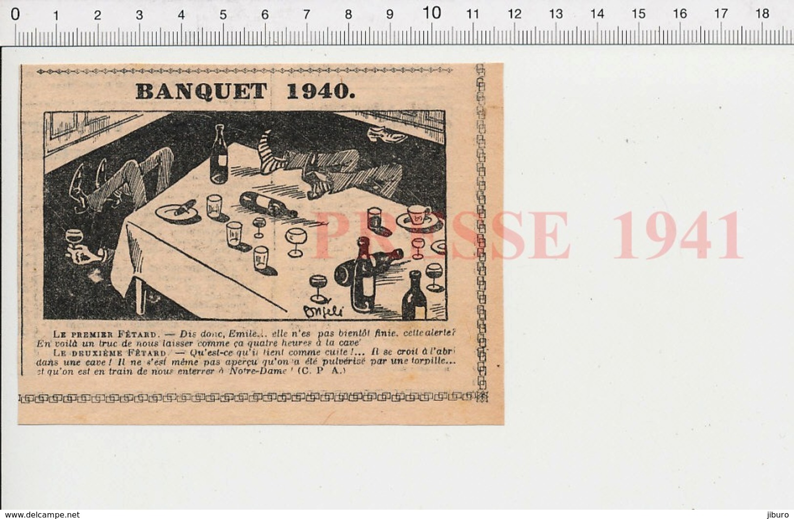 Presse 1941 Humour Alerte Bombardement Banquet Guerre 39-45 Abri à La Cave Bouteilles De Vin 223XS - Zonder Classificatie