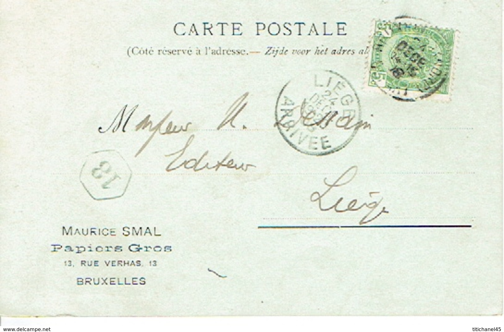CP/PK Publicitaire BRUXELLES 1908 - Maurice SMAL - Papiers En Gros - Autres & Non Classés
