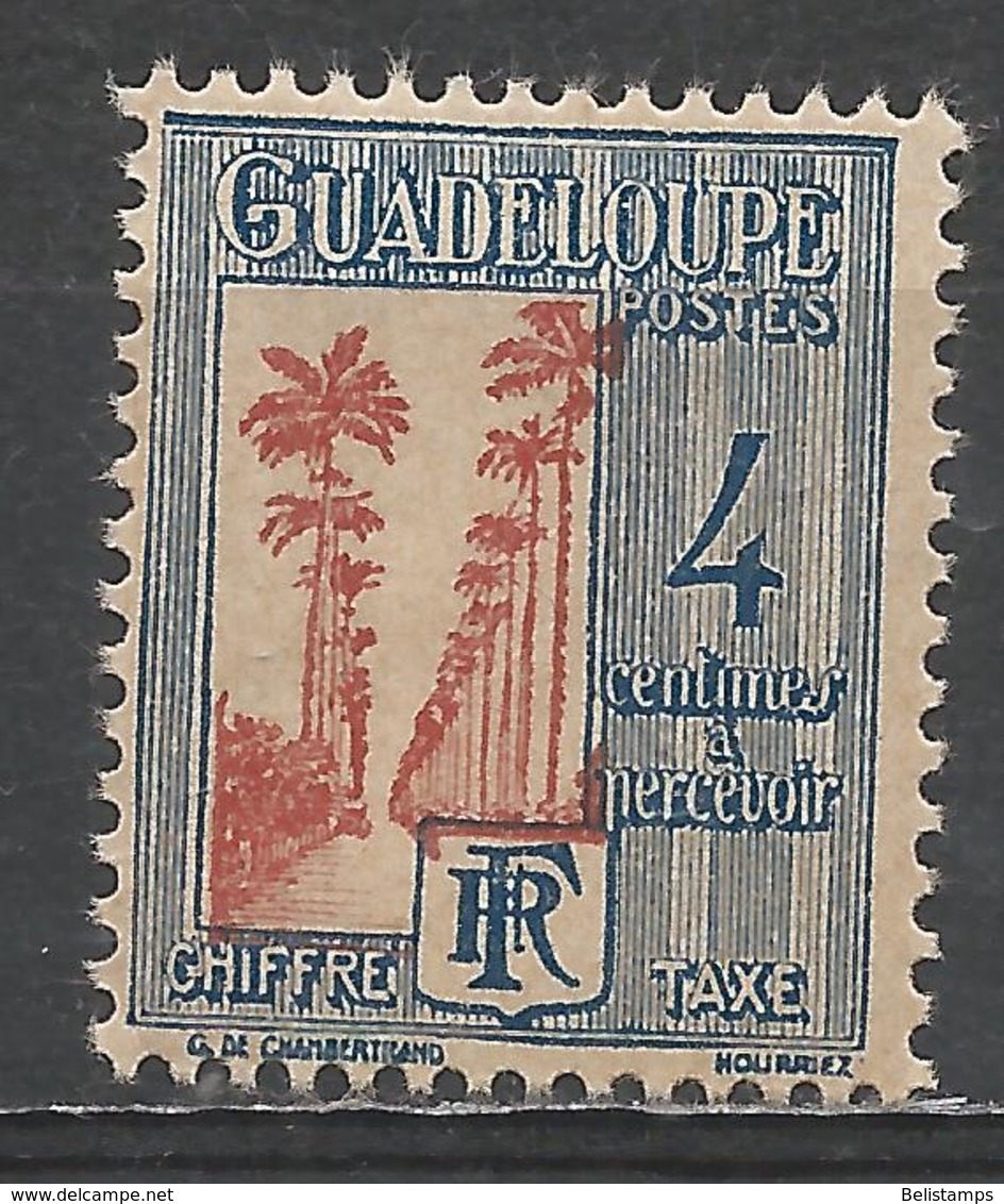 Guadeloupe 1928. Scott #J26 (M) Avenue Of Royal Palms * - Timbres-taxe