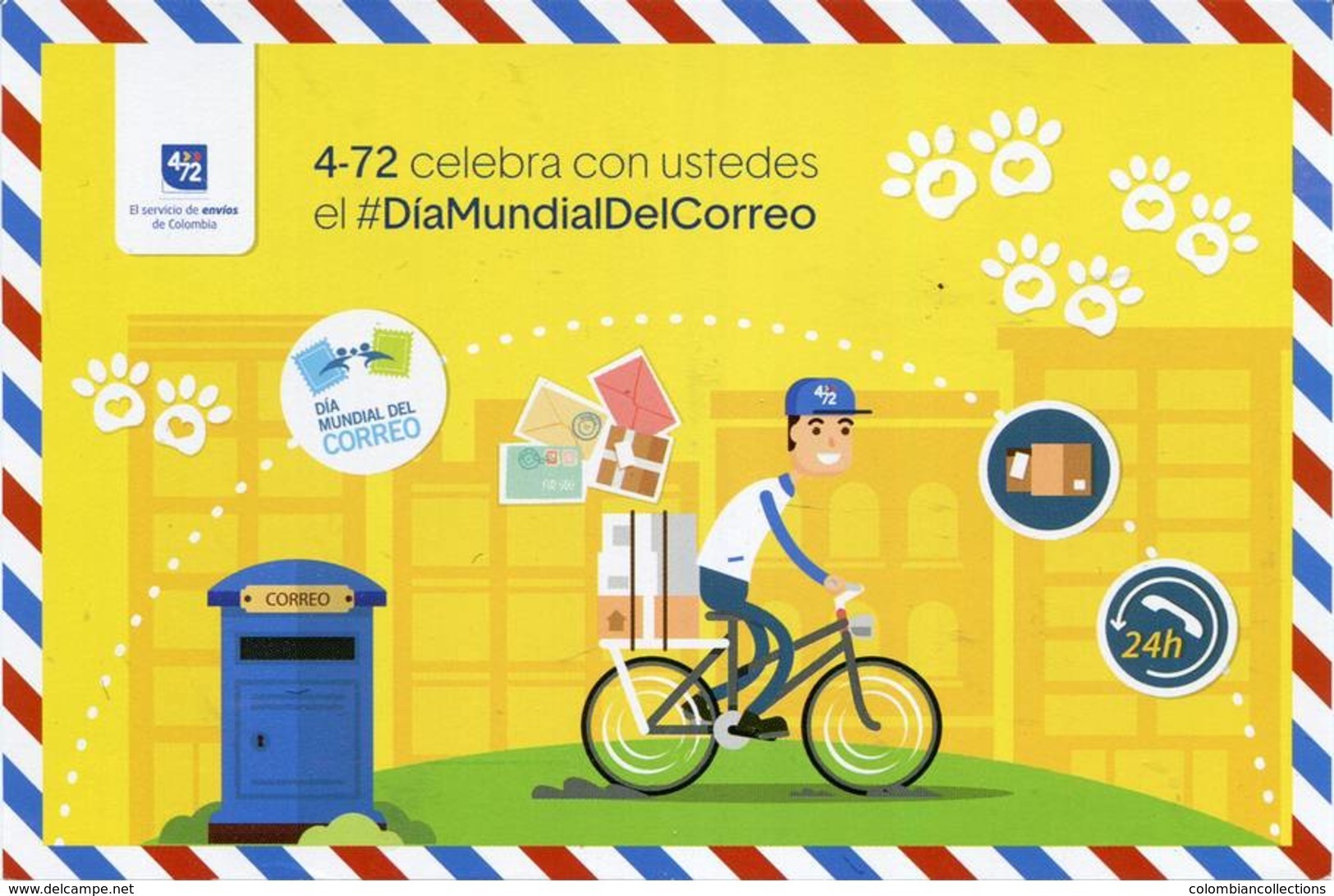 Lote PEP981, Colombia, 2018, Entero Postal, Postal Stationary, Dia Mundial Del Correo, Upaep, Bicycle, Horse, Bird, Dog - Colombia