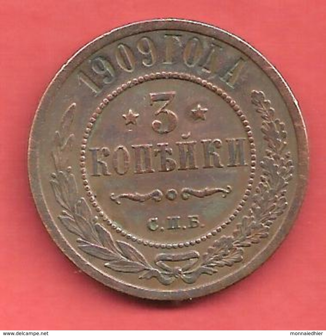 3 Kopeks , RUSSIE , Cuivre , 1909 , N° KM # 11.2 - Russie