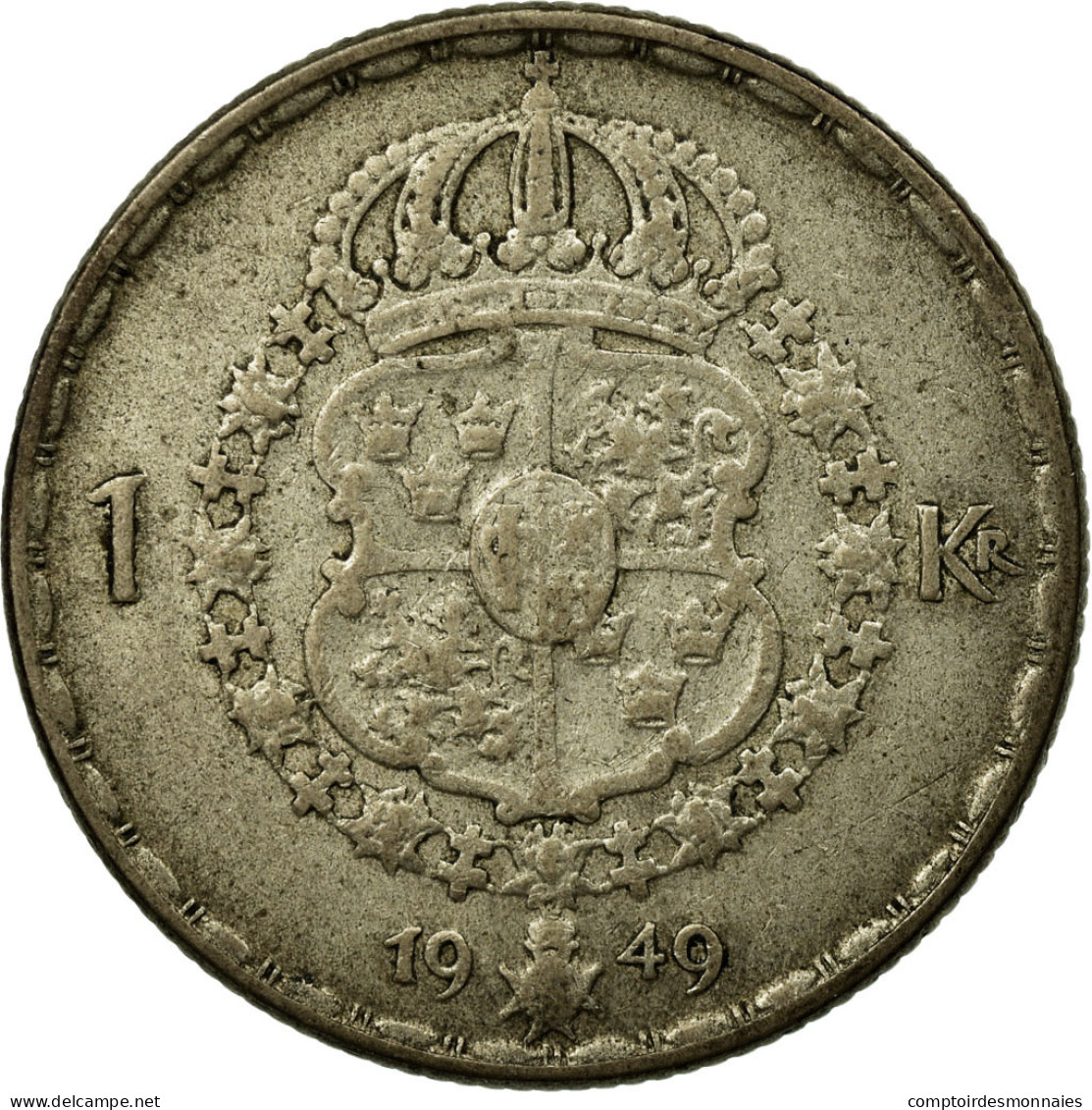 Monnaie, Suède, Gustaf V, Krona, 1949, TB+, Argent, KM:814 - Suède
