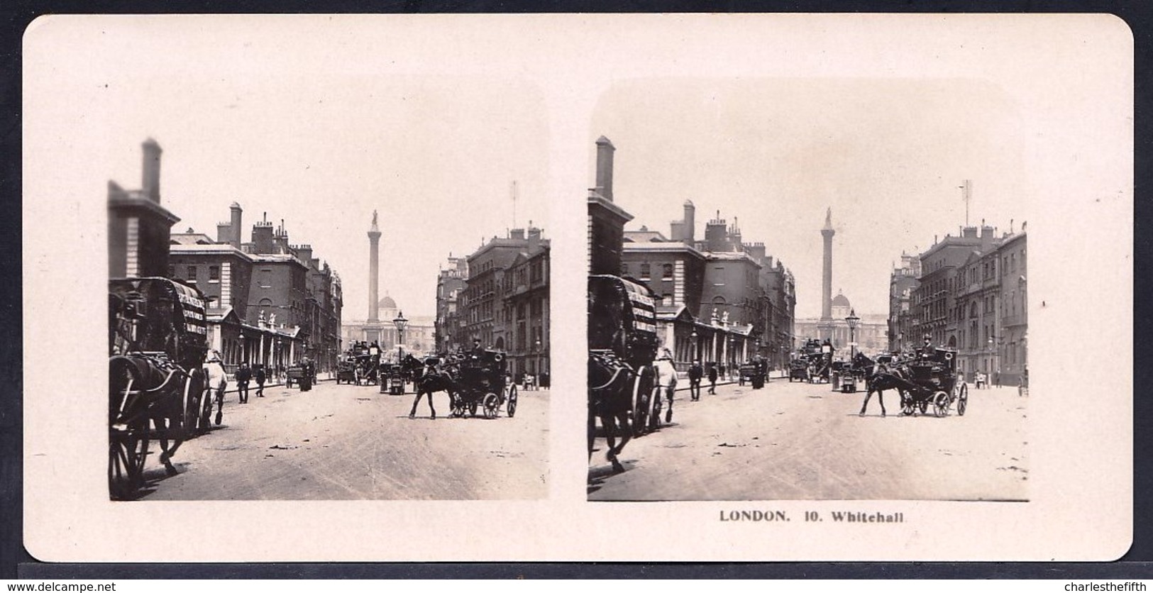 PHOTO STEREOSCOPIQUE - LONDON - WHITEHALL - VERY ANIMATED !! édit. Steglitz Berlin 1906 - Stereoscopic