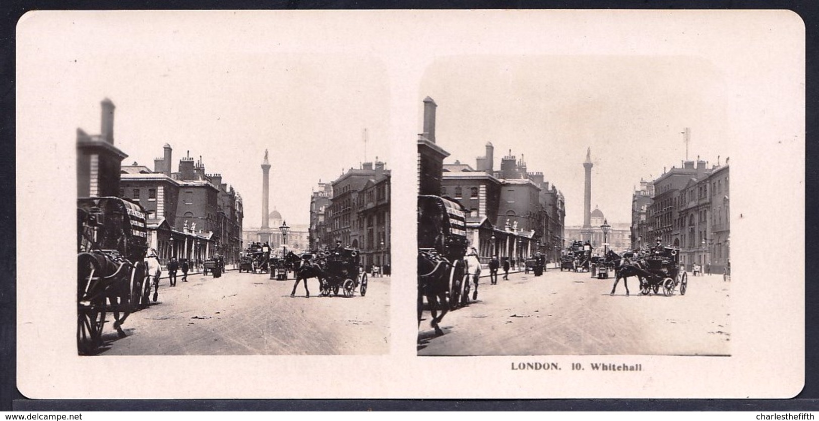 PHOTO STEREOSCOPIQUE - LONDON - WHITEHALL - VERY ANIMATED !! édit. Steglitz Berlin 1906 - Photos Stéréoscopiques