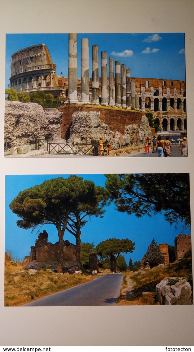 Roma - Lotto Di 2 Cartoline - Colosseo, Via Appia - Non Viaggiate - Collections & Lots