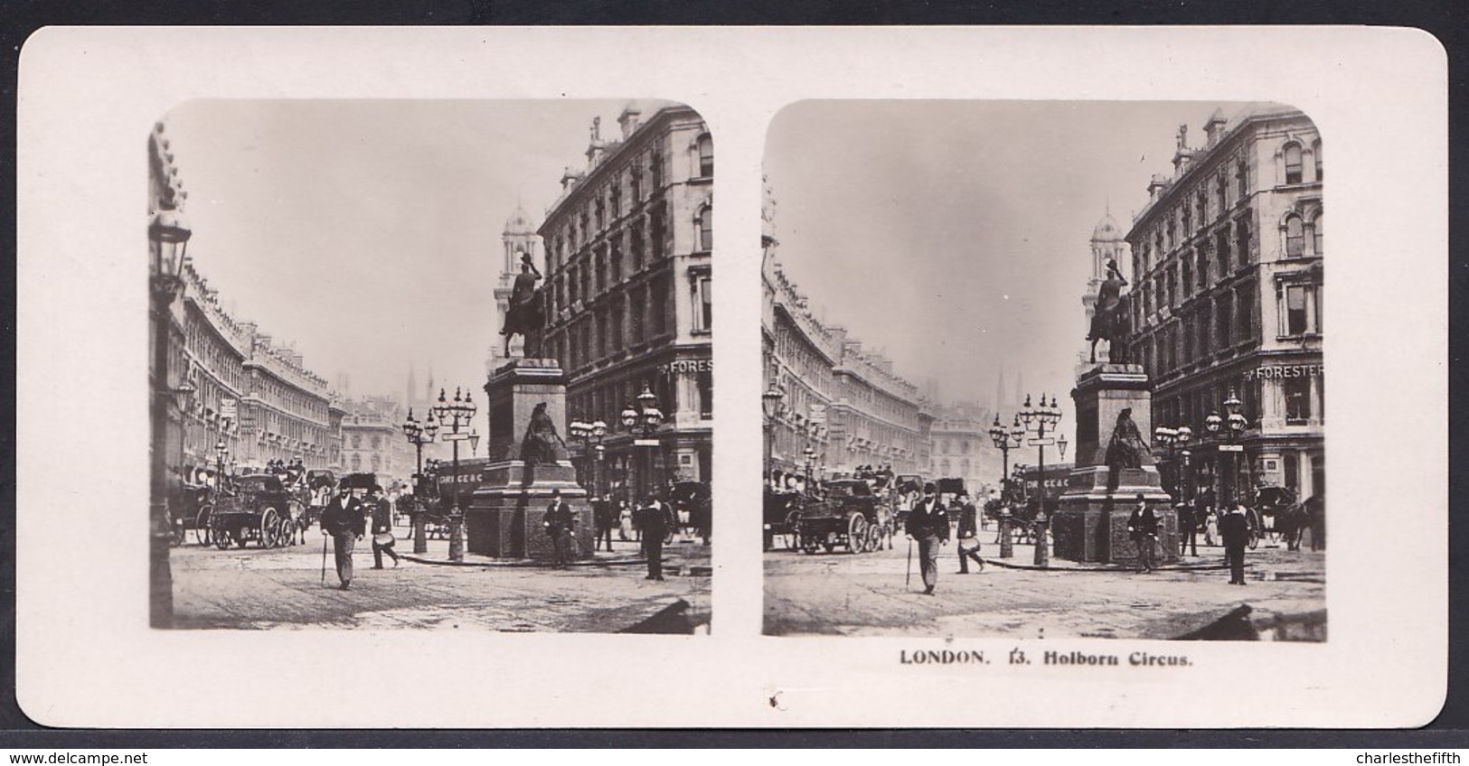 PHOTO STEREOSCOPIQUE - LONDON - HOLBORN CIRCUS - VERY ANIMATED !! édit. Steglitz Berlin 1906 - Photos Stéréoscopiques