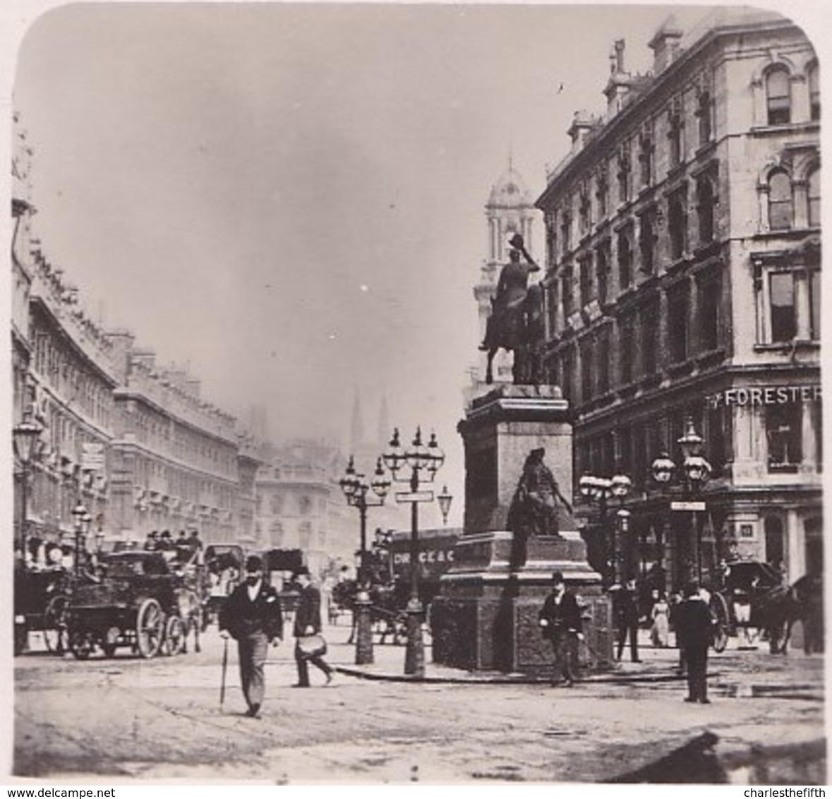 PHOTO STEREOSCOPIQUE - LONDON - HOLBORN CIRCUS - VERY ANIMATED !! édit. Steglitz Berlin 1906 - Stereoscopic