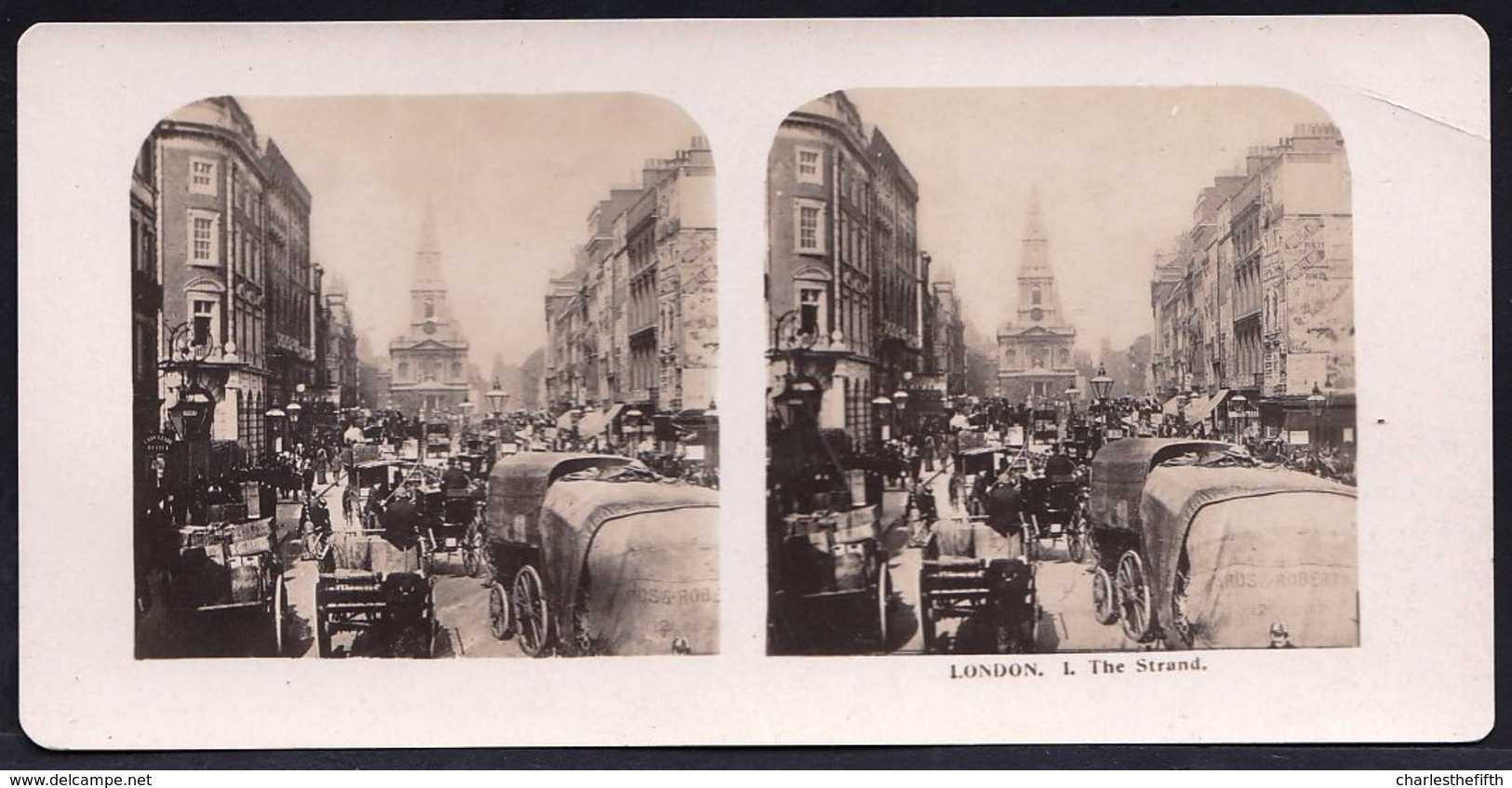 PHOTO STEREOSCOPIQUE - LONDON - THE STRAND - VERY ANIMATED !! édit. Steglitz Berlin 1906 - Stereoscopic
