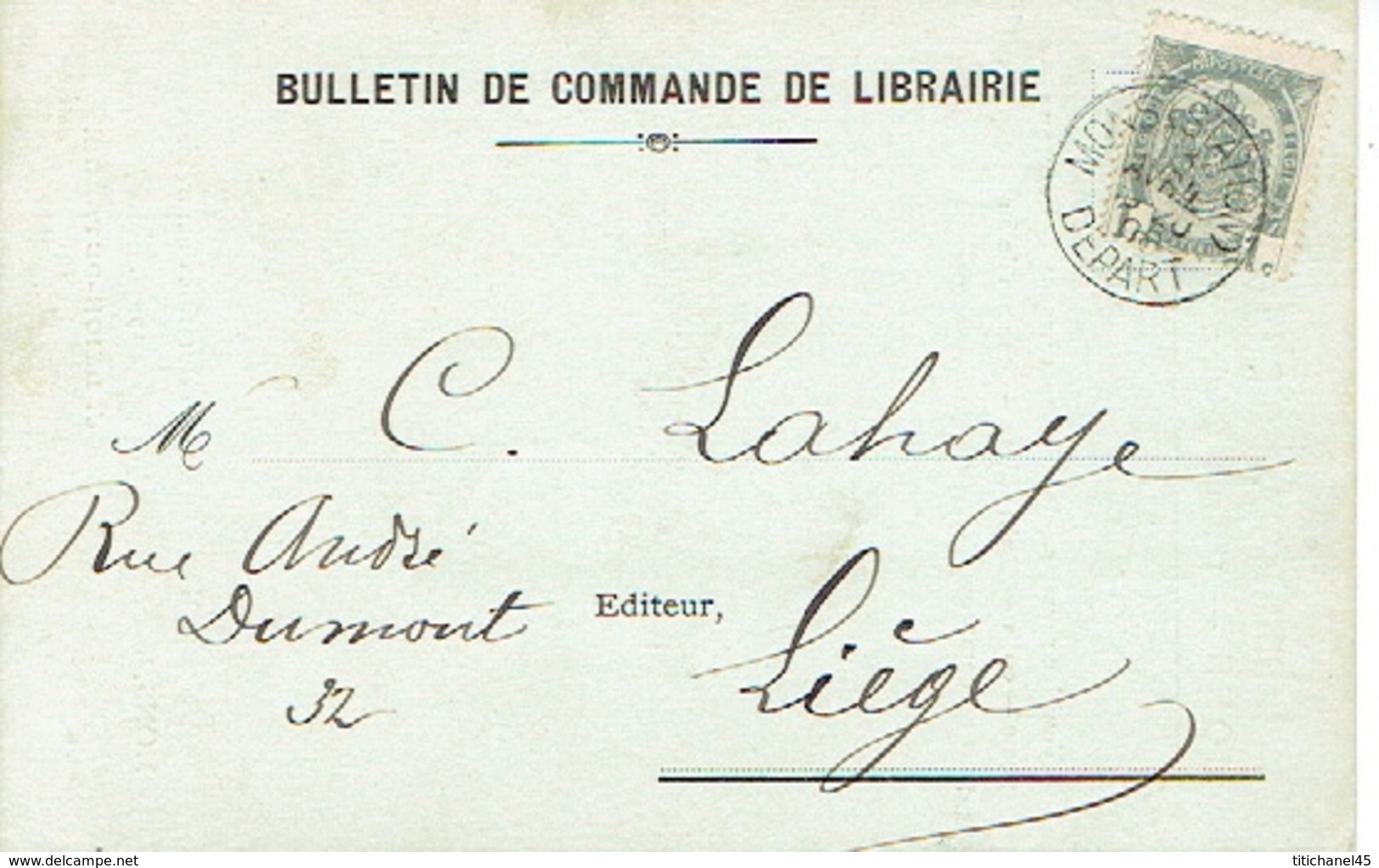 CP Publicitaire MONS 1908 - LIBRAIRIE J. LEICH-PUTSAGE - Mons