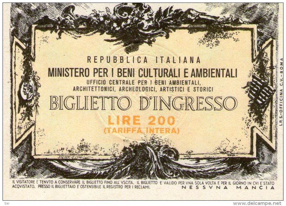 A 2357 - Biglietto Ingresso Ministero Beni Culturali - Biglietti D'ingresso